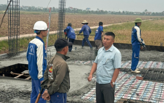 Công tác đổ bê tông móng đã hoàn thành chị Nguyễn Thị Thư huyện Tiên Lãng Tp Hải Phòng