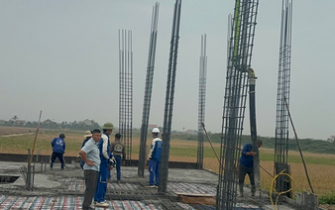 Công tác đổ bê tông móng đã hoàn thành chị Nguyễn Thị Thư huyện Tiên Lãng Tp Hải Phòng