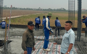 Công tác đổ bê tông móng đã hoàn thành chị Nguyễn Thị Thư huyện Tiên Lãng Tp Hải Phòng
