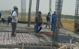 Công tác đổ bê tông móng đã hoàn thành chị Nguyễn Thị Thư huyện Tiên Lãng Tp Hải Phòng