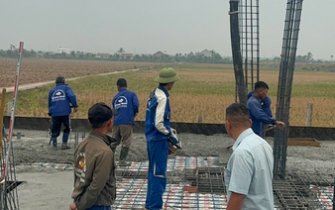 Công tác đổ bê tông móng đã hoàn thành chị Nguyễn Thị Thư huyện Tiên Lãng Tp Hải Phòng