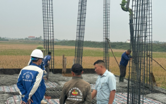 Công tác đổ bê tông móng đã hoàn thành chị Nguyễn Thị Thư huyện Tiên Lãng Tp Hải Phòng