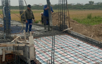 Công tác đổ bê tông móng đã hoàn thành chị Nguyễn Thị Thư huyện Tiên Lãng Tp Hải Phòng