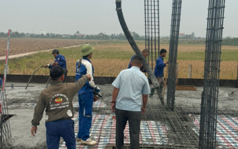 Công tác đổ bê tông móng đã hoàn thành chị Nguyễn Thị Thư huyện Tiên Lãng Tp Hải Phòng