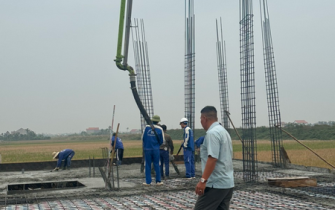 Công tác đổ bê tông móng đã hoàn thành chị Nguyễn Thị Thư huyện Tiên Lãng Tp Hải Phòng