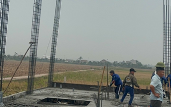 Công tác đổ bê tông móng đã hoàn thành chị Nguyễn Thị Thư huyện Tiên Lãng Tp Hải Phòng