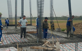 Công tác đổ bê tông móng đã hoàn thành chị Nguyễn Thị Thư huyện Tiên Lãng Tp Hải Phòng