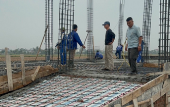 Công tác đổ bê tông móng đã hoàn thành chị Nguyễn Thị Thư huyện Tiên Lãng Tp Hải Phòng