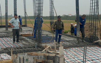 Công tác đổ bê tông móng đã hoàn thành chị Nguyễn Thị Thư huyện Tiên Lãng Tp Hải Phòng