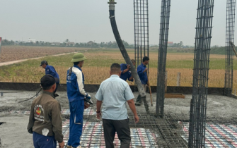 Công tác đổ bê tông móng đã hoàn thành chị Nguyễn Thị Thư huyện Tiên Lãng Tp Hải Phòng