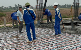 Công tác đổ bê tông móng đã hoàn thành chị Nguyễn Thị Thư huyện Tiên Lãng Tp Hải Phòng