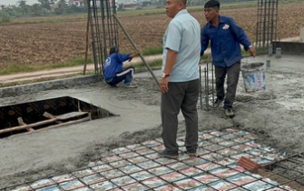 Công tác đổ bê tông móng đã hoàn thành chị Nguyễn Thị Thư huyện Tiên Lãng Tp Hải Phòng