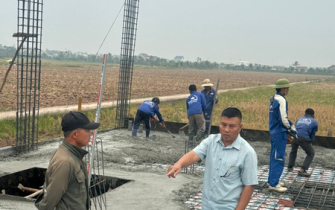 Công tác đổ bê tông móng đã hoàn thành chị Nguyễn Thị Thư huyện Tiên Lãng Tp Hải Phòng