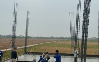 Công tác đổ bê tông móng đã hoàn thành chị Nguyễn Thị Thư huyện Tiên Lãng Tp Hải Phòng