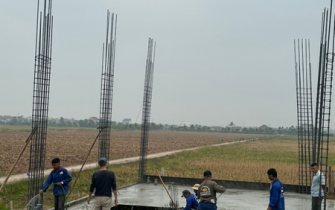 Công tác đổ bê tông móng đã hoàn thành chị Nguyễn Thị Thư huyện Tiên Lãng Tp Hải Phòng