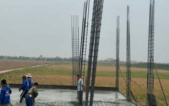 Công tác đổ bê tông móng đã hoàn thành chị Nguyễn Thị Thư huyện Tiên Lãng Tp Hải Phòng