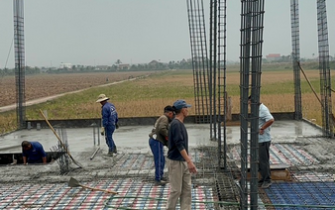 Công tác đổ bê tông móng đã hoàn thành chị Nguyễn Thị Thư huyện Tiên Lãng Tp Hải Phòng