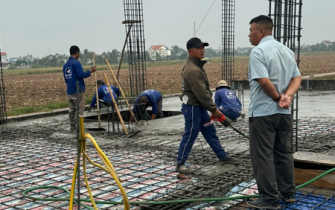 Công tác đổ bê tông móng đã hoàn thành chị Nguyễn Thị Thư huyện Tiên Lãng Tp Hải Phòng