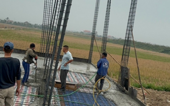 Công tác đổ bê tông móng đã hoàn thành chị Nguyễn Thị Thư huyện Tiên Lãng Tp Hải Phòng