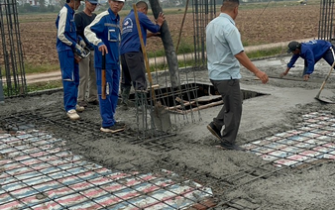 Công tác đổ bê tông móng đã hoàn thành chị Nguyễn Thị Thư huyện Tiên Lãng Tp Hải Phòng