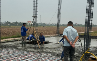 Công tác đổ bê tông móng đã hoàn thành chị Nguyễn Thị Thư huyện Tiên Lãng Tp Hải Phòng
