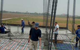Công tác đổ bê tông móng đã hoàn thành chị Nguyễn Thị Thư huyện Tiên Lãng Tp Hải Phòng