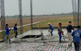 Công tác đổ bê tông móng đã hoàn thành chị Nguyễn Thị Thư huyện Tiên Lãng Tp Hải Phòng