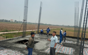 Công tác đổ bê tông móng đã hoàn thành chị Nguyễn Thị Thư huyện Tiên Lãng Tp Hải Phòng
