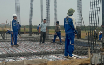 Công tác đổ bê tông móng đã hoàn thành chị Nguyễn Thị Thư huyện Tiên Lãng Tp Hải Phòng