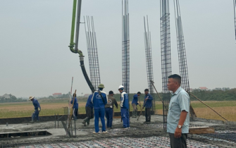 Công tác đổ bê tông móng đã hoàn thành chị Nguyễn Thị Thư huyện Tiên Lãng Tp Hải Phòng
