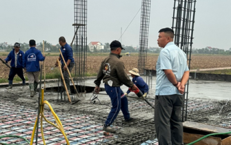Công tác đổ bê tông móng đã hoàn thành chị Nguyễn Thị Thư huyện Tiên Lãng Tp Hải Phòng