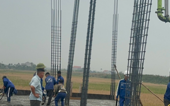 Công tác đổ bê tông móng đã hoàn thành chị Nguyễn Thị Thư huyện Tiên Lãng Tp Hải Phòng