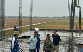 Công tác đổ bê tông móng đã hoàn thành chị Nguyễn Thị Thư huyện Tiên Lãng Tp Hải Phòng