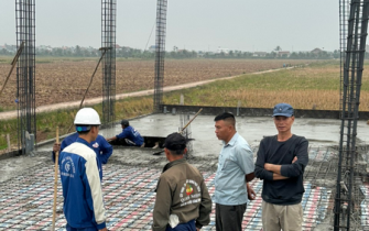 Công tác đổ bê tông móng đã hoàn thành chị Nguyễn Thị Thư huyện Tiên Lãng Tp Hải Phòng