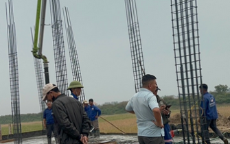 Công tác đổ bê tông móng đã hoàn thành chị Nguyễn Thị Thư huyện Tiên Lãng Tp Hải Phòng