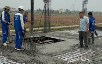 Công tác đổ bê tông móng đã hoàn thành chị Nguyễn Thị Thư huyện Tiên Lãng Tp Hải Phòng