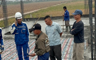 Công tác đổ bê tông móng đã hoàn thành chị Nguyễn Thị Thư huyện Tiên Lãng Tp Hải Phòng