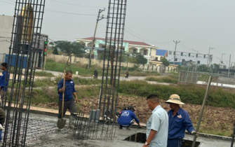 Công tác đổ bê tông móng đã hoàn thành chị Nguyễn Thị Thư huyện Tiên Lãng Tp Hải Phòng