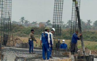 Công tác đổ bê tông móng đã hoàn thành chị Nguyễn Thị Thư huyện Tiên Lãng Tp Hải Phòng