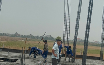 Công tác đổ bê tông móng đã hoàn thành chị Nguyễn Thị Thư huyện Tiên Lãng Tp Hải Phòng