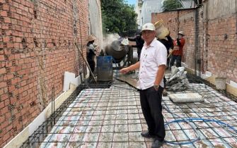 Công tác đổ bê tông móng công trình cô Linh phường Trung Mỹ Tây quận 12 tphcm