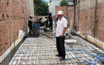Công tác đổ bê tông móng công trình cô Linh phường Trung Mỹ Tây quận 12 tphcm