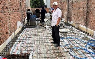 Công tác đổ bê tông móng công trình cô Linh phường Trung Mỹ Tây quận 12 tphcm