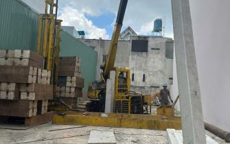 Công tác ép cọc phường Hiệp Thành Q12 tphcm