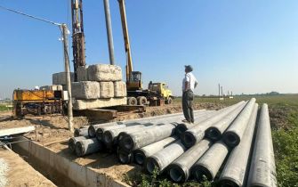 Công tác ép cọc ngày thứ 2 công trình anh Hùng tại Tiên Lãng Tp Hải Phòng