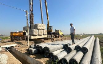 Công tác ép cọc ngày thứ 2 công trình anh Hùng tại Tiên Lãng Tp Hải Phòng