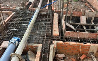 Công tác đổ bê tông móng công trình Anh Hải P Trung Mỹ Tây Q12
