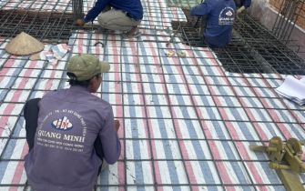 CÔNG TÁC THI CÔNG SẮT THÉP MÓNG VÀ MẶT BẰNG TẦNG TRỆT CÔNG TRÌNH EM QUỲNH