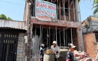 Cập nhật tiến độ thi công công trình em Quỳnh phường Trung Mỹ Tây Q 12 TPHCM đổ mái tầng 2