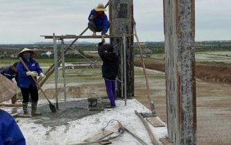 CẬP NHẬT TIẾN ĐỘ THI CÔNG ĐỔ BÊ TÔNG CỘT TẦNG 5 CÔNG TRÌNH NGUYỄN THỊ THƯ 